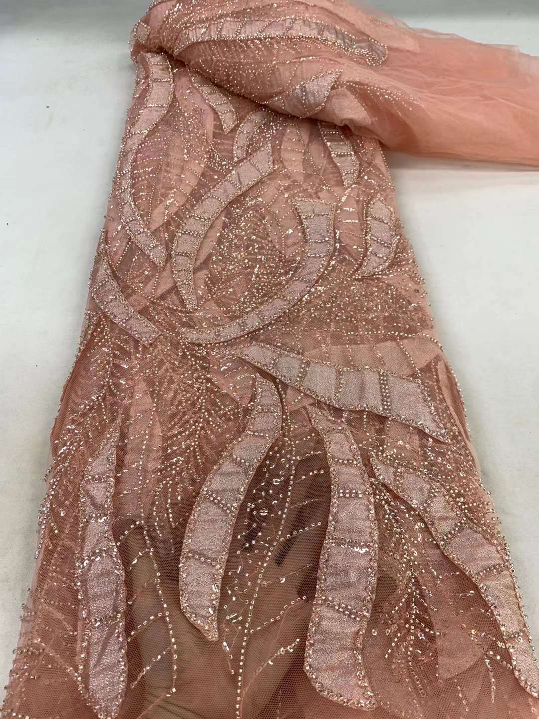 Sequined Mesh Lace Fabric Beads at Reasonable Prices for Queues and Weddings