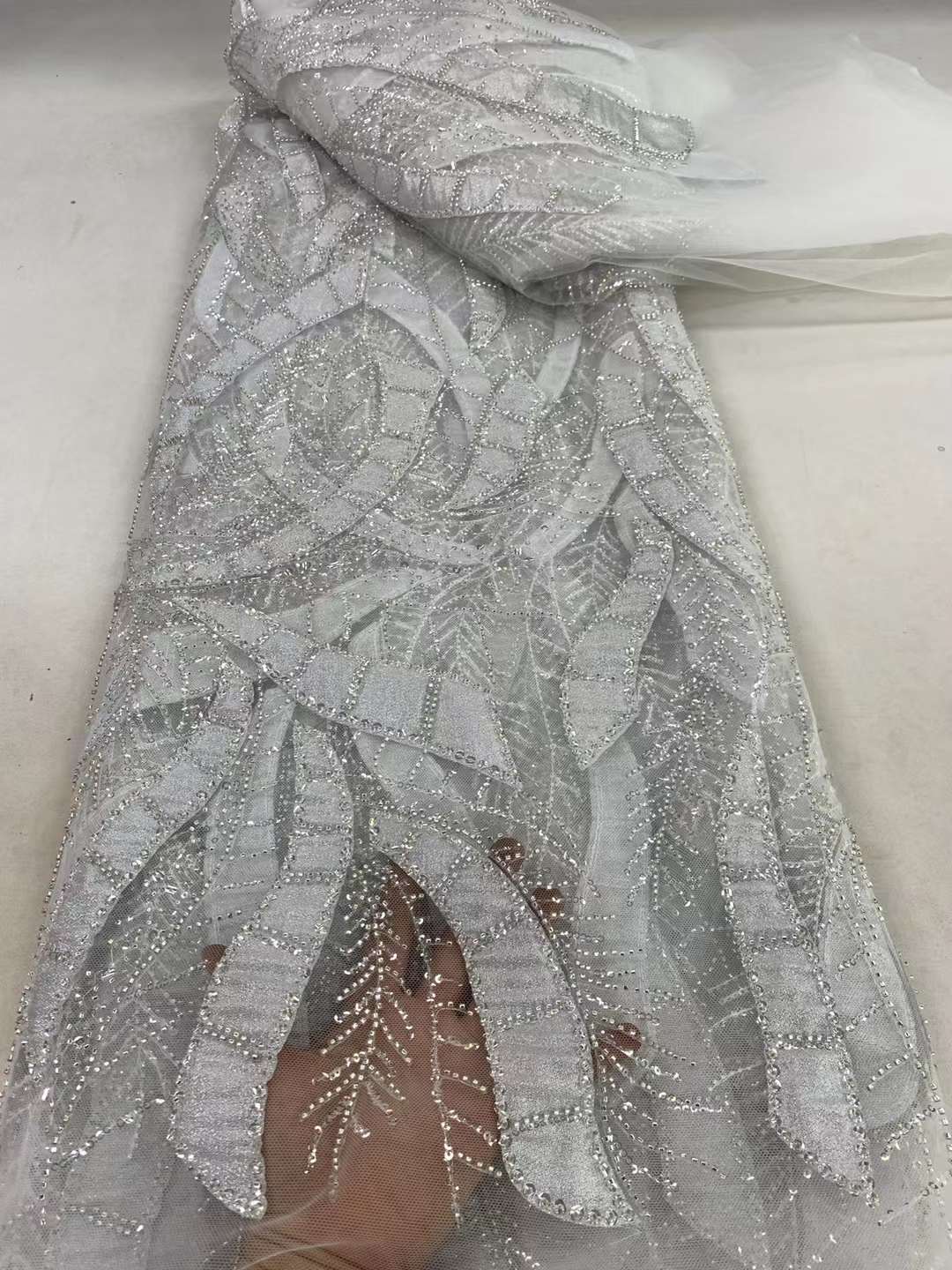 Sequined Mesh Lace Fabric Beads at Reasonable Prices for Queues and Weddings