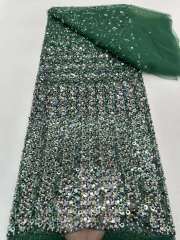 African lace fabric unique polyester mesh with beads and sequins