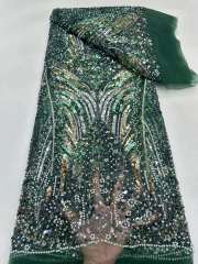 High quality mesh sequin lace fabric with beads and pearls wedding lace fabric