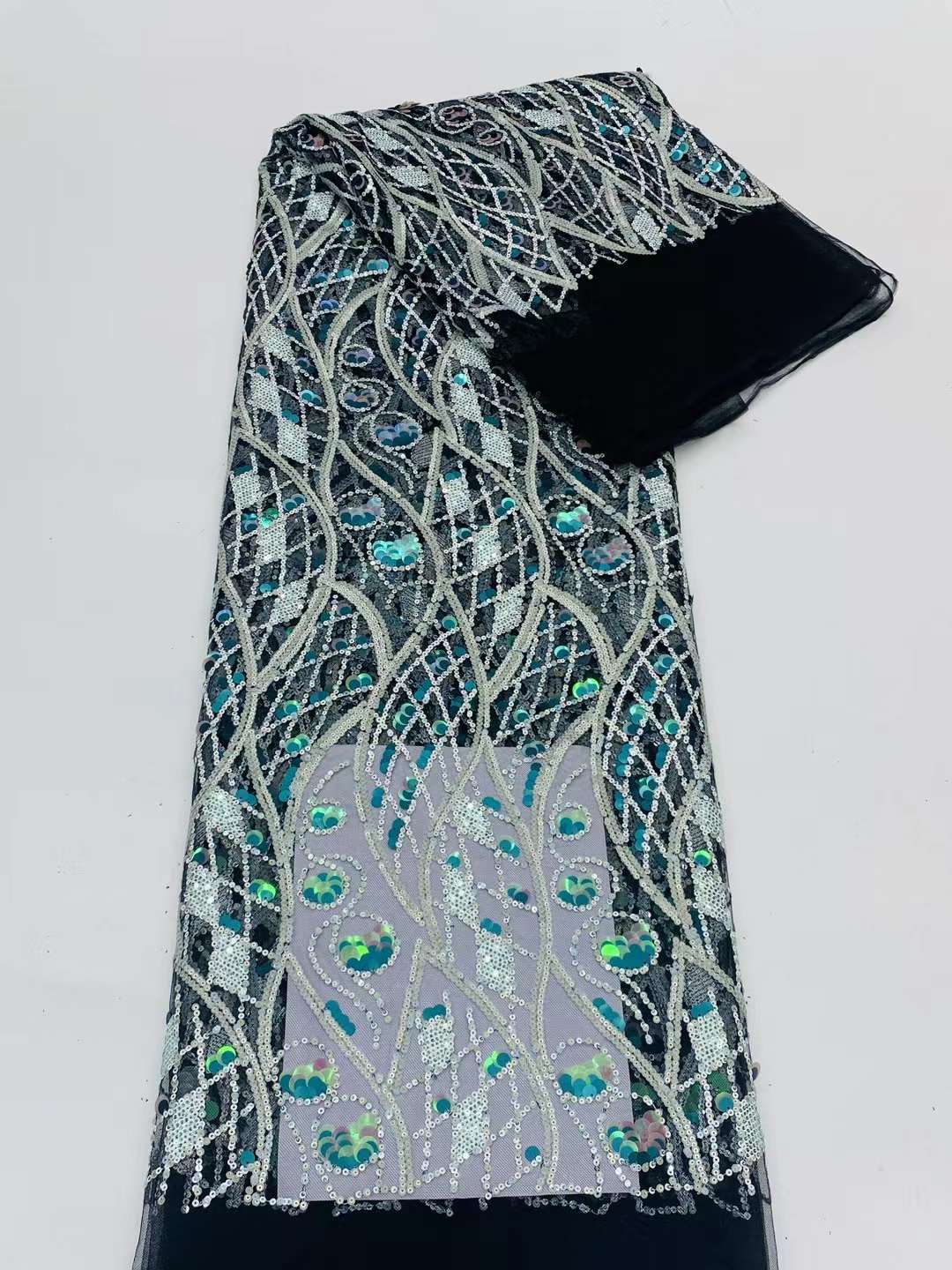 European style sequins embroidered wedding high density lace dress