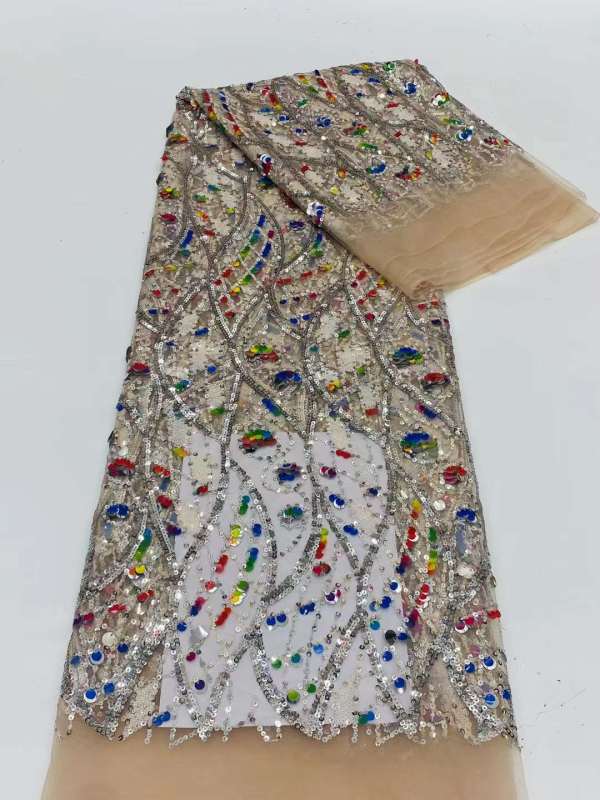 European style sequins embroidered wedding high density lace dress