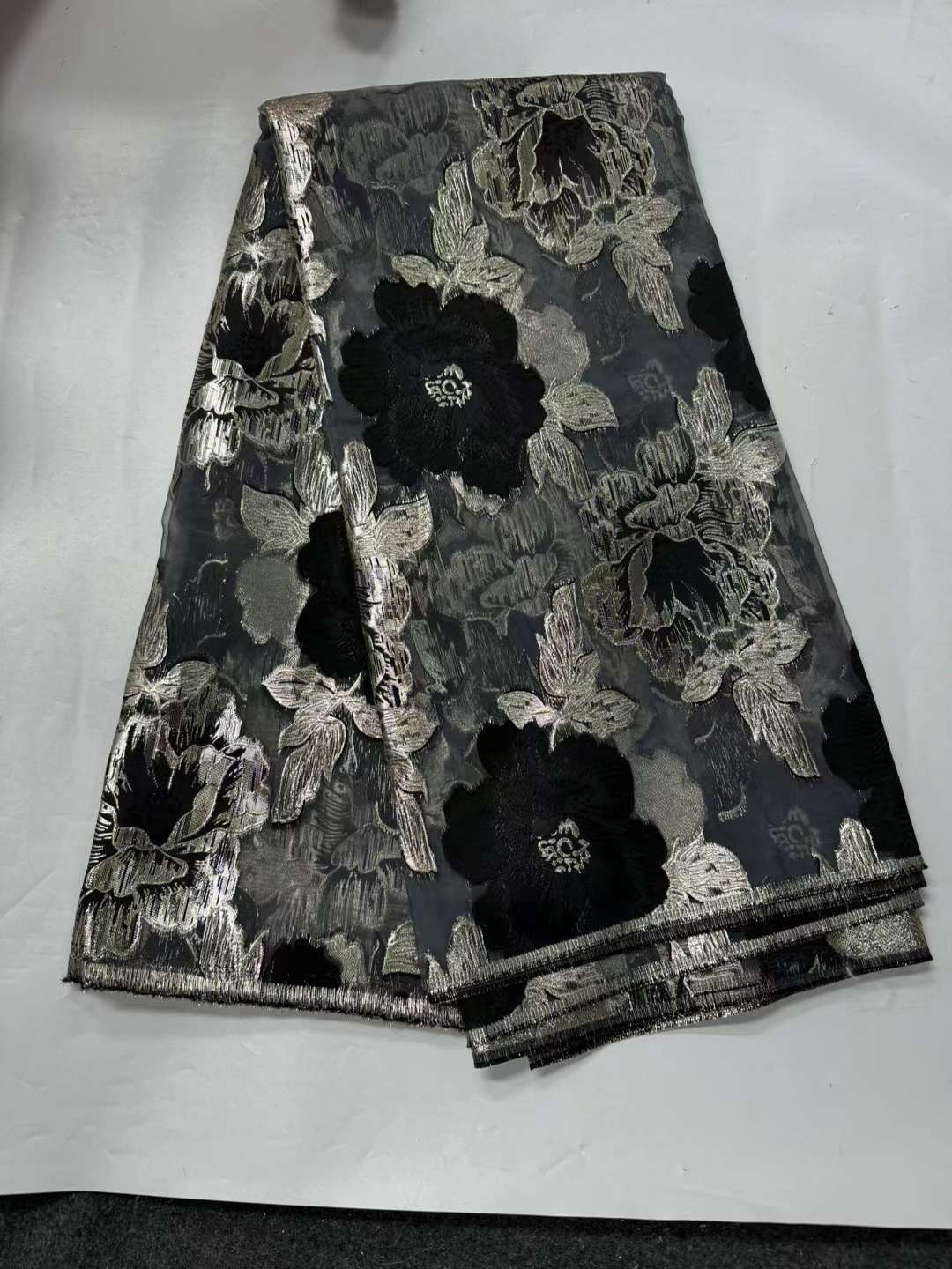 African embroidered lace fabric unique polyester for dresses and parties
