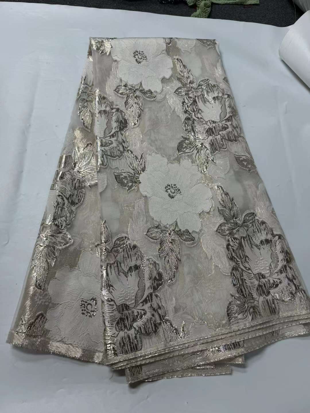 African embroidered lace fabric unique polyester for dresses and parties
