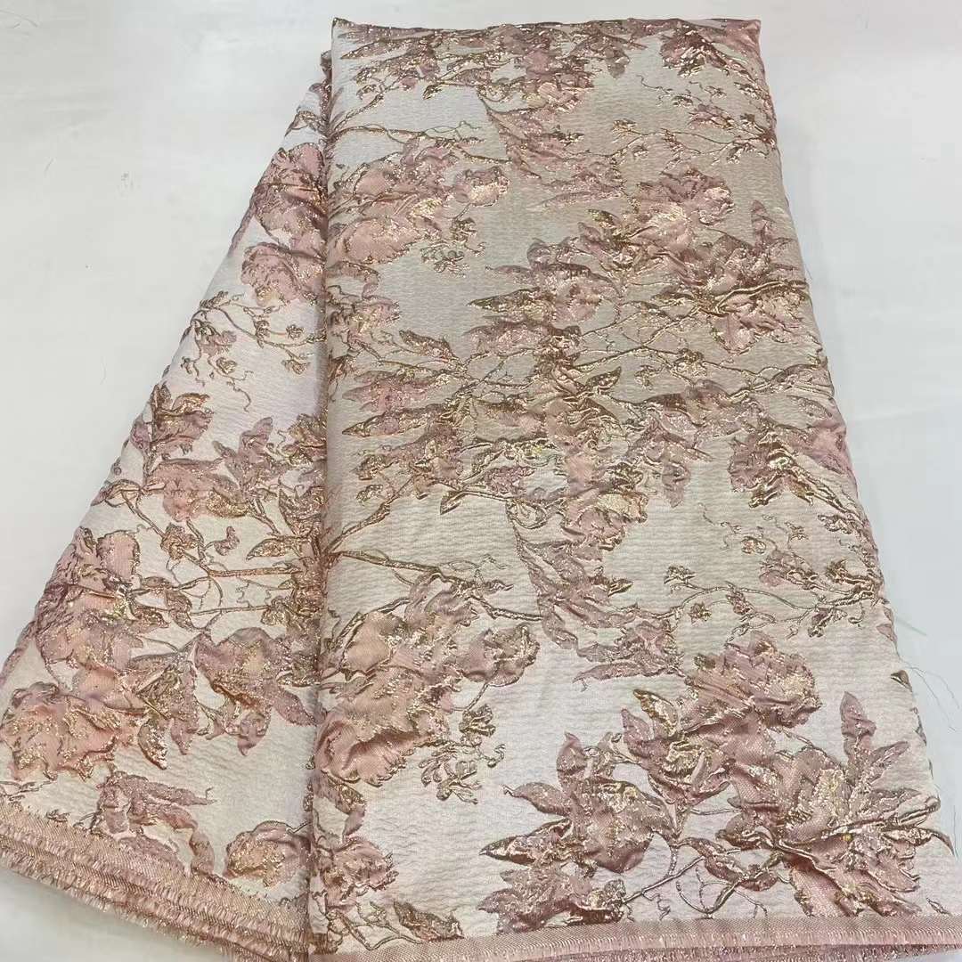 African embroidered lace fabric unique polyester for dresses and parties