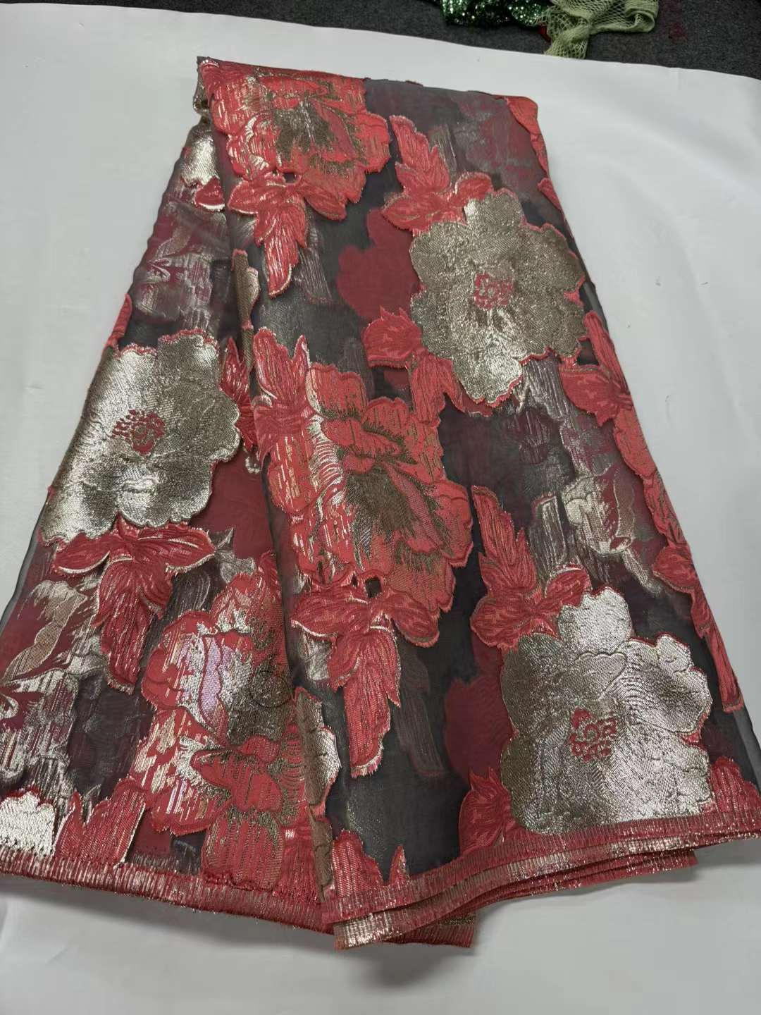 African embroidered lace fabric unique polyester for dresses and parties