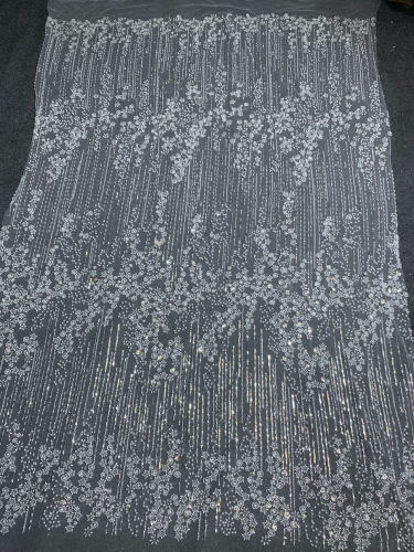 New style 100% polyester white bridal fancy embroidered tulle lace fabric