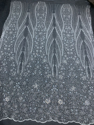 New hot selling design net laces with sequins beaded lace wedding bridal embroidery fabric