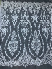 New style 100% polyester fancy beaded embroidery bridal laces fabrics