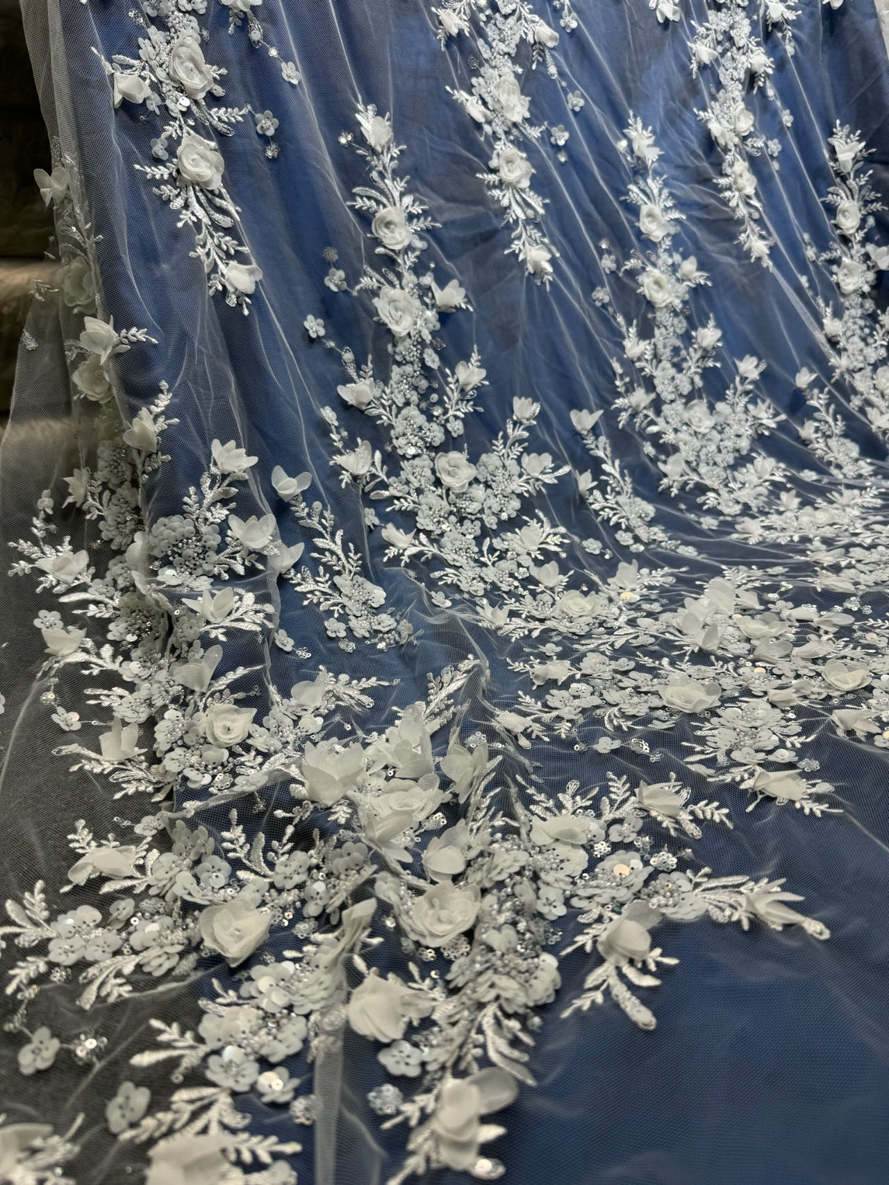 pure white beads lace sequins Embroidery wedding Lace Fabrics