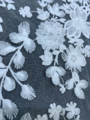 High Quality Embroidery White Lace Fabrics Tulle French Mesh Lace Fabrics For Women Bridal Wedding Dress Garment
