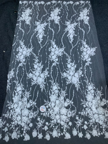 High Quality Embroidery White Lace Fabrics Tulle French Mesh Lace Fabrics For Women Bridal Wedding Dress Garment