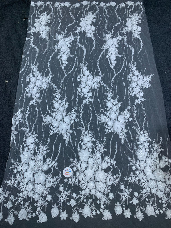 High Quality Embroidery White Lace Fabrics Tulle French Mesh Lace Fabrics For Women Bridal Wedding Dress Garment
