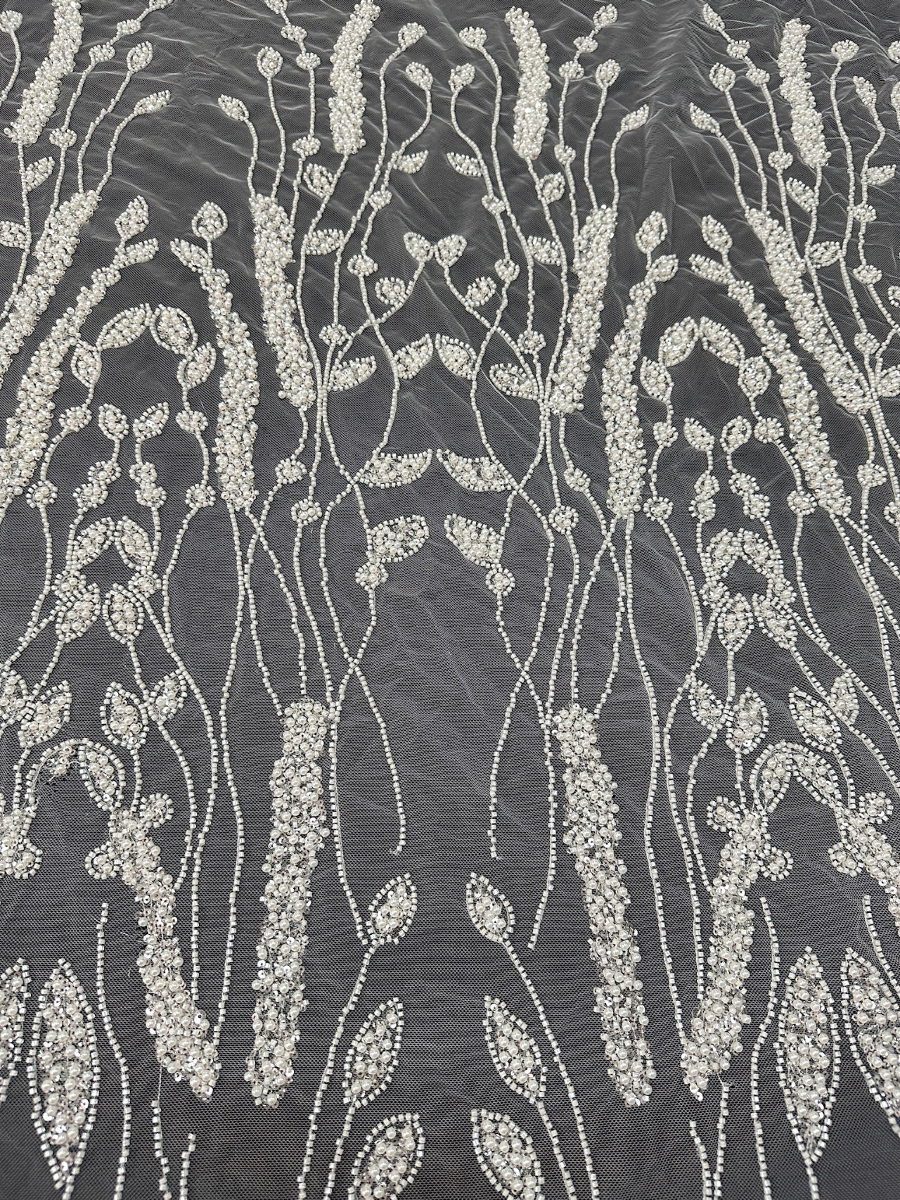 2024 Hot Sale White Bridal Tulle Lace Fabric High-end Embroidery Glitter Lace For Wedding Dress