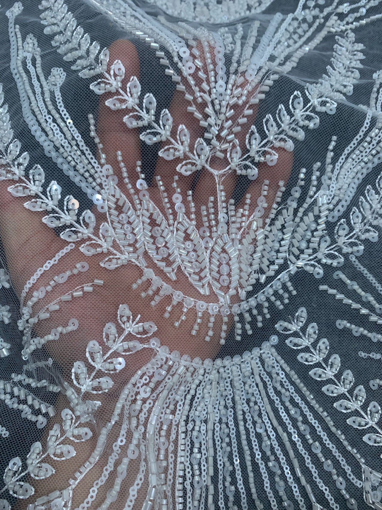 New style 100% polyester fancy beaded embroidery bridal laces fabrics