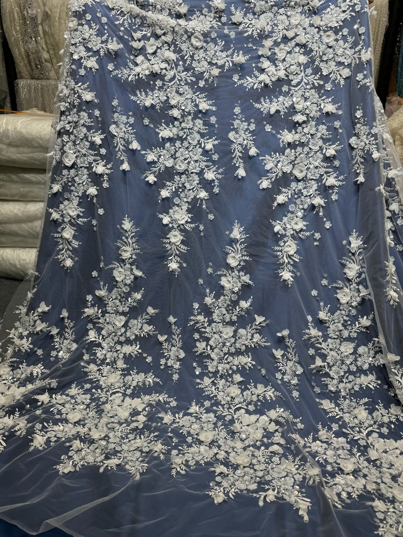 pure white beads lace sequins Embroidery wedding Lace Fabrics