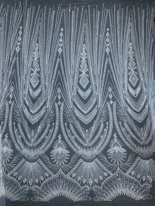 New style 100% polyester fancy beaded embroidery bridal laces fabrics