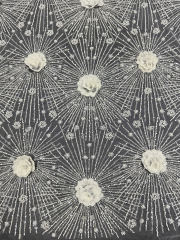 TOP quality White 3D embroidery lace mesh fabric with bead and pearls bridal tulle fabric french beaded lace