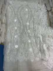 Luxury Ivory Embroidery Sequin white Lace Fabric For Wedding Dress,white lace fabric for clothes