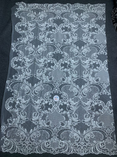 White wedding dress making material beaded sequins african lace fabric