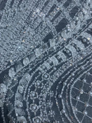 New style 100% polyester fancy beaded embroidery bridal laces fabrics
