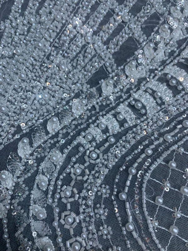 New style 100% polyester fancy beaded embroidery bridal laces fabrics
