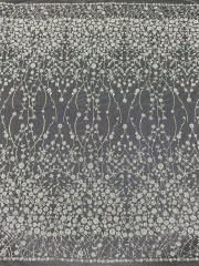New floral pearl beaded glitter tulle lace fabric for wedding dress