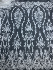 New style 100% polyester fancy beaded embroidery bridal laces fabrics