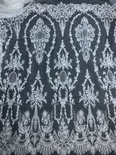 New style 100% polyester fancy beaded embroidery bridal laces fabrics