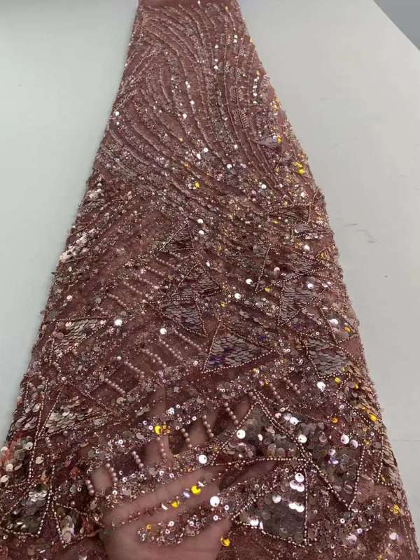 European style sequins embroidered wedding high density lace dress