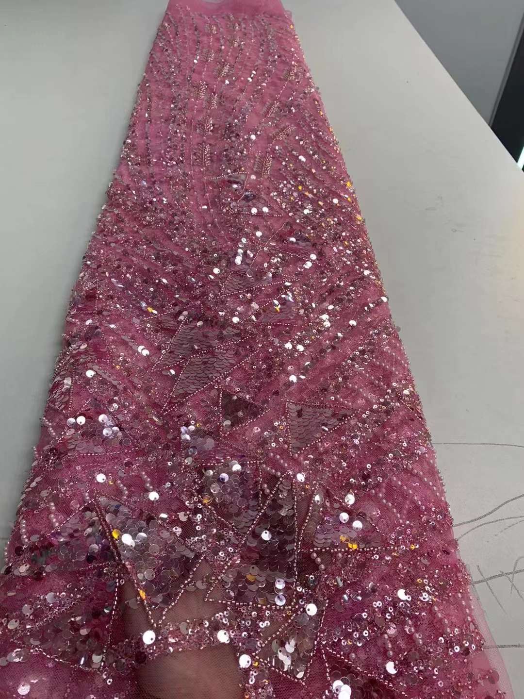 European style sequins embroidered wedding high density lace dress