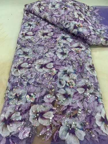 The gorgeous nigerian sequins tulle Polyester colorful embroidery tulle wedding gowns Dress lace Fabric