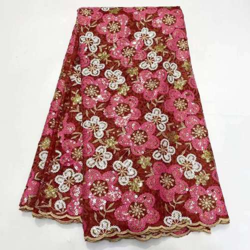 The gorgeous nigerian sequins tulle Polyester colorful embroidery tulle wedding gowns Dress lace Fabric