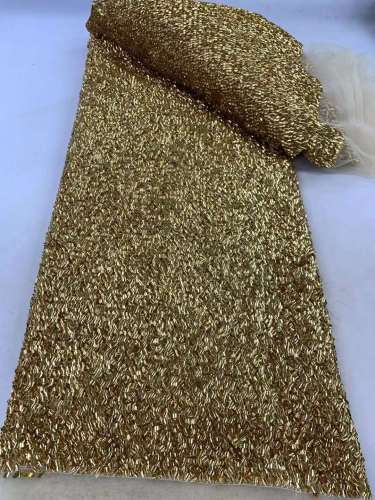 High quality net lace fabric for evening dresses with pearls and sequins