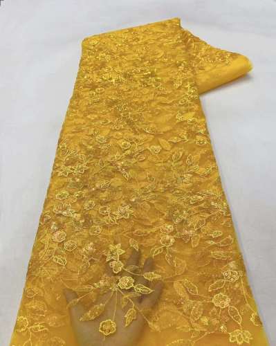 Wholesale price high quality 3d flower lace fabric with beads and sequin pearls
