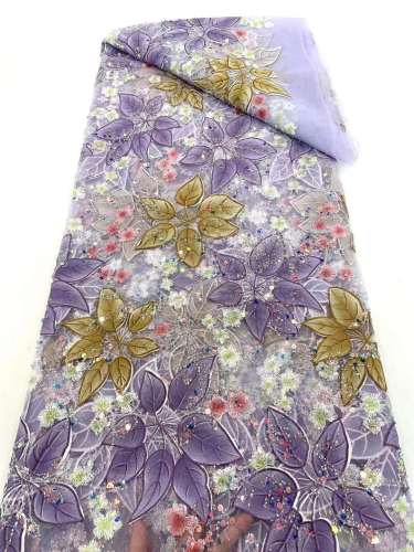 High quality lace fabric in various colors with sequins and pearls, lace fabric for dresses