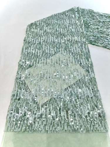 Wholesale Africa sequin textile fabric beaded lace for wedding dress