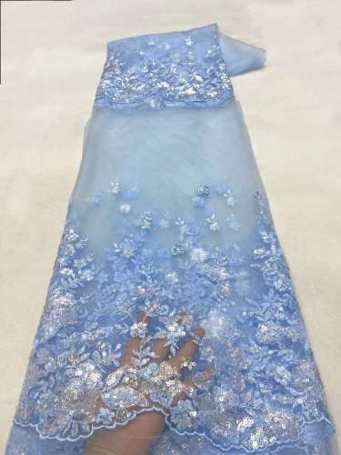Affordable high quality lace fabric with beads pearls and sequins wedding dress lace fabric
