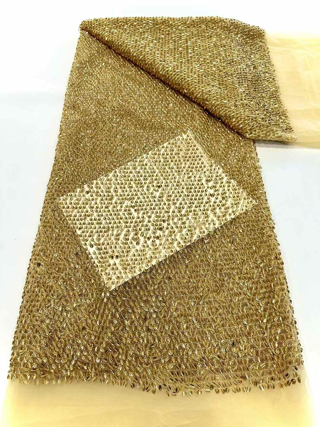 best selling good quality new design heavy beaded lace fabric
