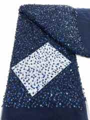 Affordable high quality lace fabric with beads pearls and sequins wedding dress lace fabric
