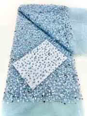 Affordable high quality lace fabric with beads pearls and sequins wedding dress lace fabric
