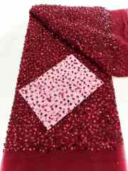 Affordable high quality lace fabric with beads pearls and sequins wedding dress lace fabric