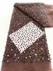 Affordable high quality lace fabric with beads pearls and sequins wedding dress lace fabric