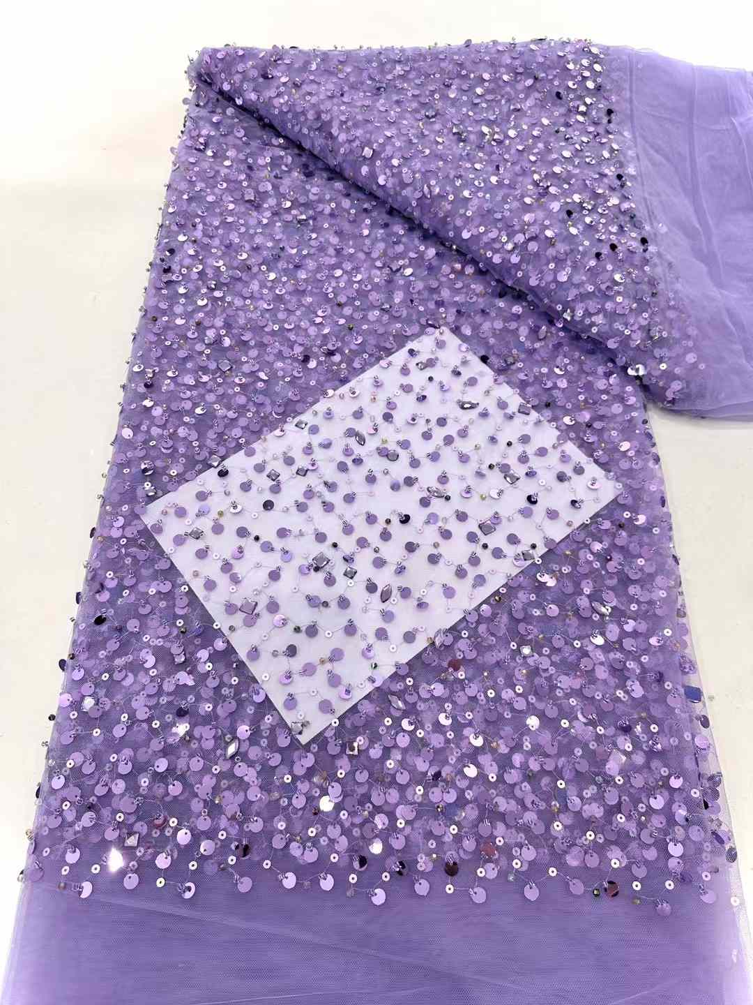 Affordable high quality lace fabric with beads pearls and sequins wedding dress lace fabric