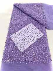 Affordable high quality lace fabric with beads pearls and sequins wedding dress lace fabric