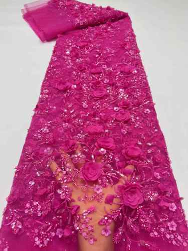 Affordable high quality lace fabric with beads pearls and sequins wedding dress lace fabric