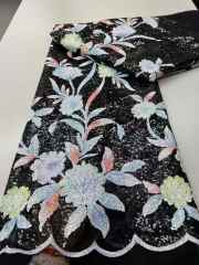 Hot-sale French textiles embroidery with sequin lace fabric suitable for sublimation