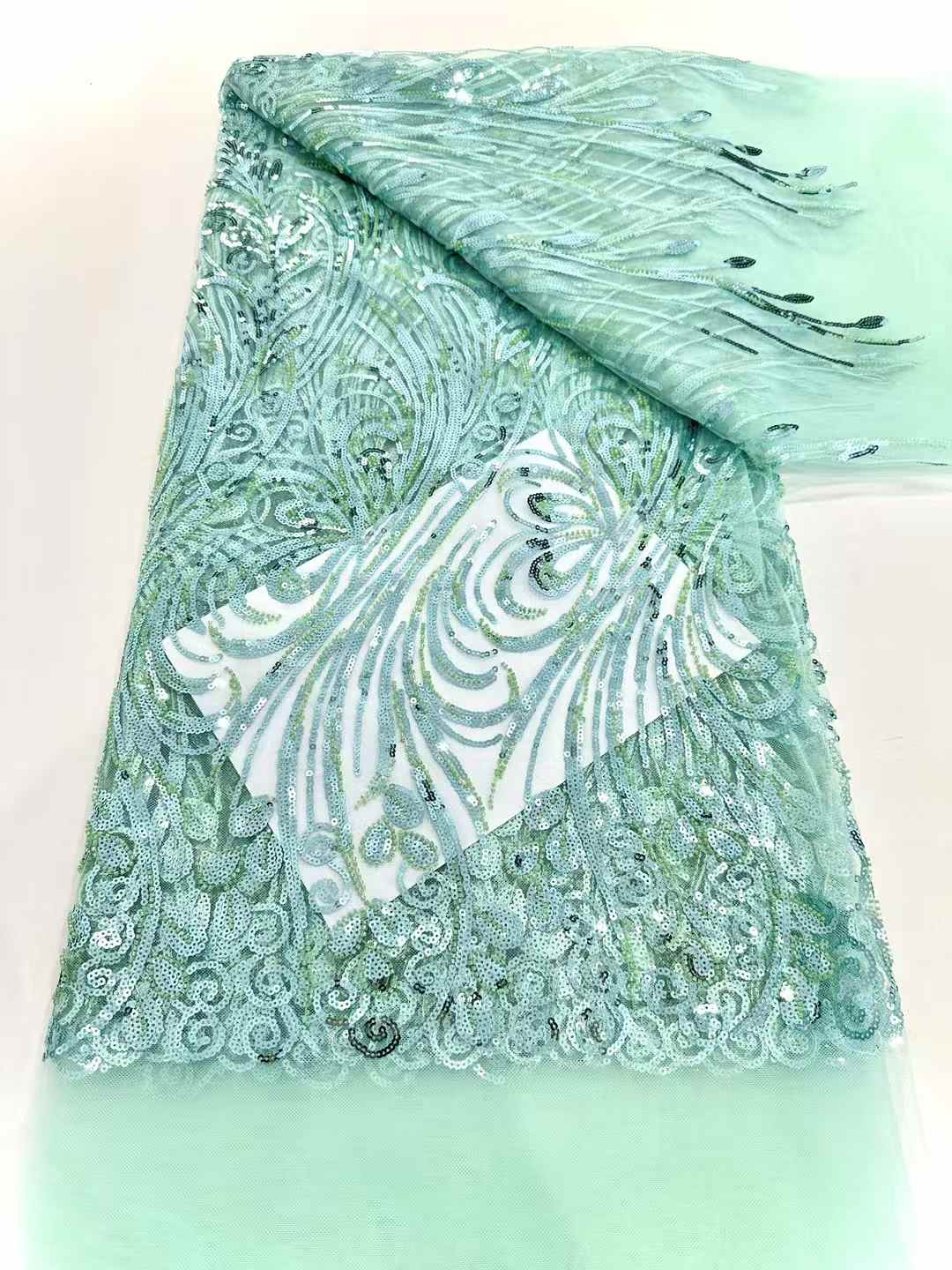 wholesale price heavy beaded and stones embroidered fabric embroidery lace fabric for wedding evening dress