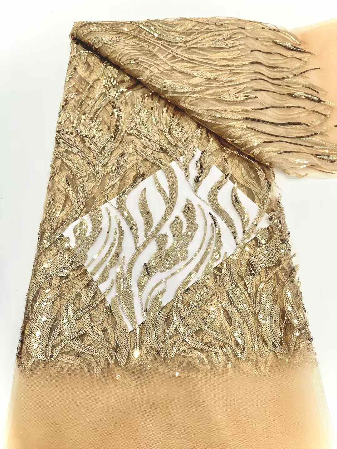 Hot-sale French textiles embroidery with sequin lace fabric suitable for sublimation