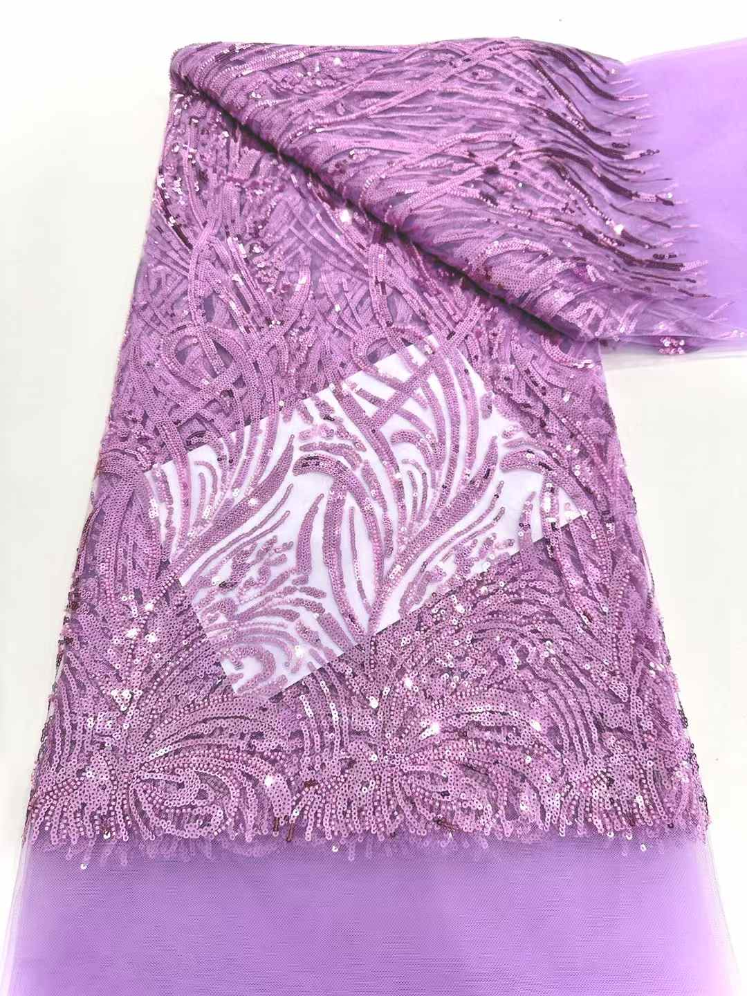 Hot-sale French textiles embroidery with sequin lace fabric suitable for sublimation